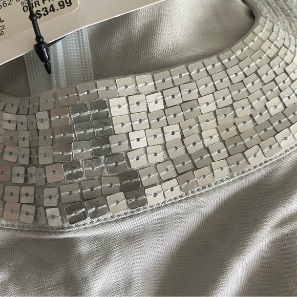 Calvin Klein sleeveless top with sequin jewel neckline size small - Picture 8 of 9